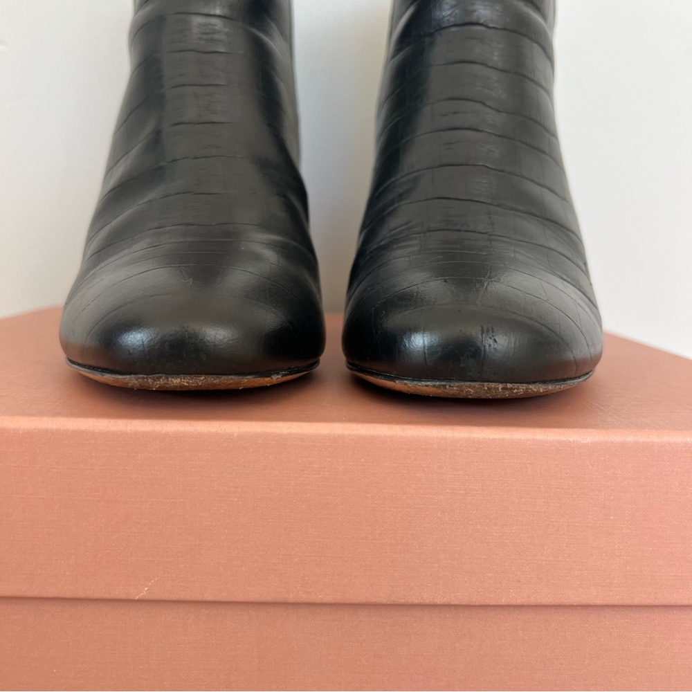 Sezane Black Croc-Patterned Ankle Booties - Picture 5 of 15